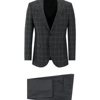 Siyah 7 Drop Slim Fit Dar Kesim Kombinli Ekose Takım Elbise
