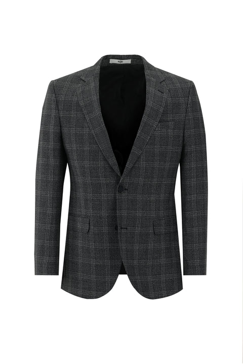 Siyah 7 Drop Slim Fit Dar Kesim Kombinli Ekose Takım Elbise