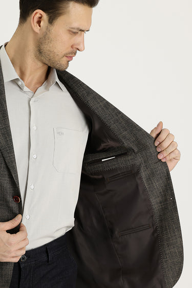 Orta Kahve Relaxed Fit Rahat Kesim Klasik Desenli Ceket