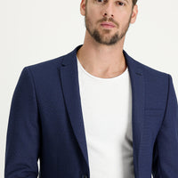 Havacı Mavi Super Slim Fit Ekstra Dar Kesim Desenli Spor Ceket