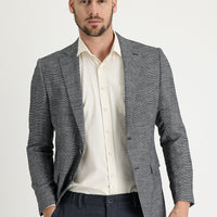 Siyah 4 Drop Relaxed Fit Rahat Kesim Desenli Ceket