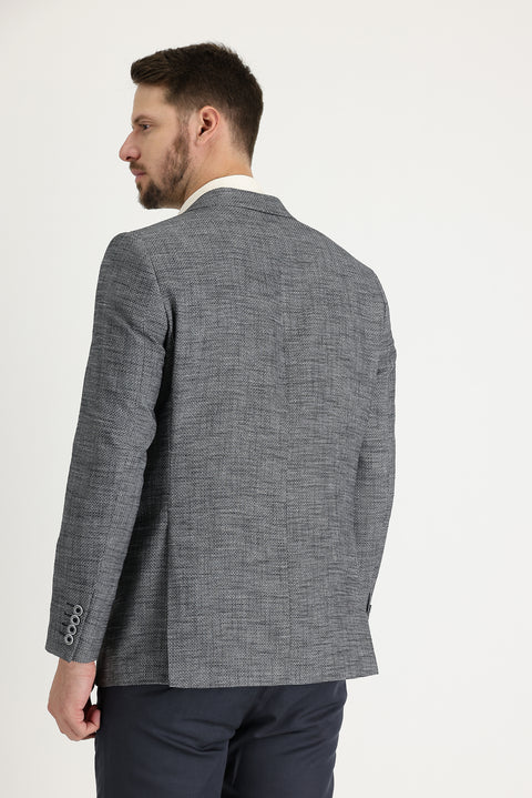 Black 6 Drop Regular Fit Patterned Jacket