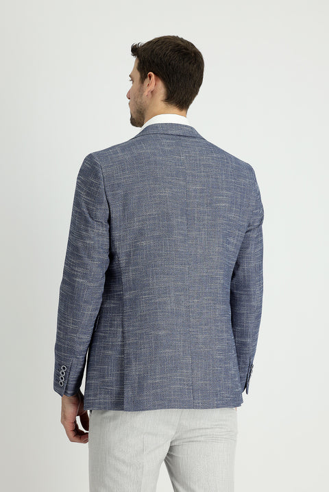 Açık Lacivert 4 Drop Relaxed Fit Rahat Kesim Desenli Ceket
