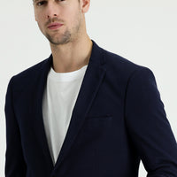 Dark Navy 7 Drop Slim Fit Patterned Cotton Sport Jacket