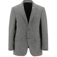 Siyah Regular Fit Desenli Keten Karışımlı Ceket