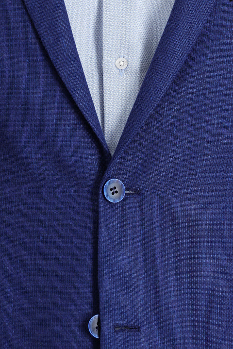 Dark Blue 4 Drop Relaxed Fit Classic Patterned Jacket