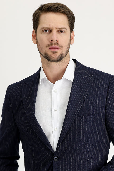 Açık Lacivert 4 Drop Relaxed Fit Rahat Kesim Blazer Ceket