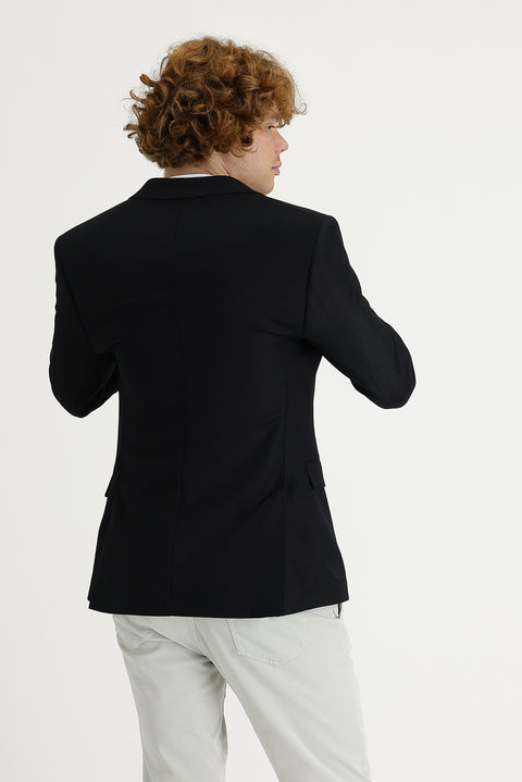 Siyah 7 Drop Super Slim Fit Eksra Dar Kesim Fit Klasik Ceket