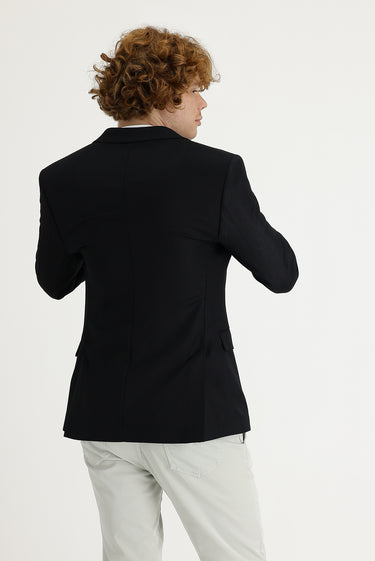 Siyah Super Slim Fit Ekstra Dar Kesim Klasik Ceket