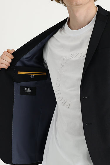 Siyah Super Slim Fit Ekstra Dar Kesim Klasik Ceket