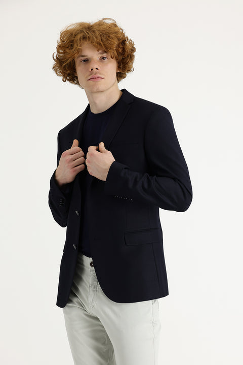 Koyu Lacivert 7 Drop Slim Fit Dar Kesim Klasik Ceket