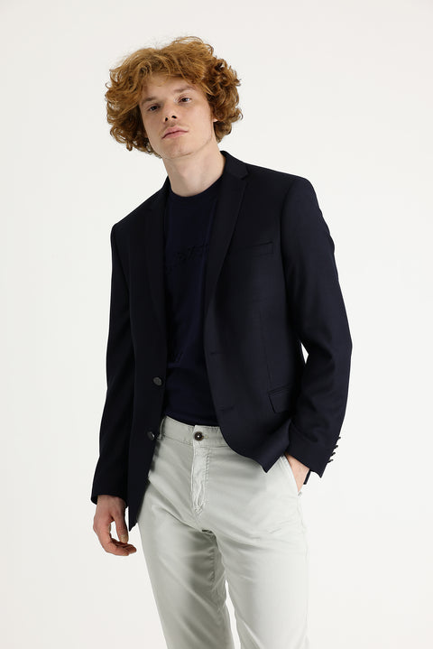 Koyu Lacivert 7 Drop Super Slim Fit Eksra Dar Kesim Fit Klasik Ceket
