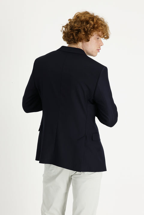 Koyu Lacivert 7 Drop Slim Fit Dar Kesim Klasik Ceket