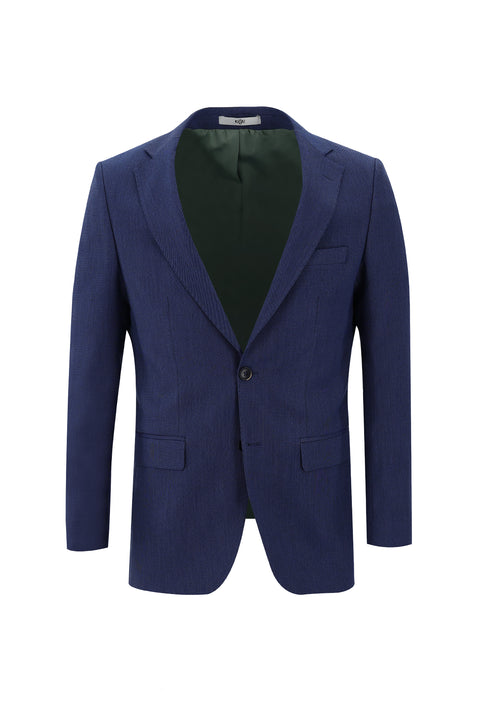 Koyu Mavi  6 Drop Regular Fit Standart Kesim Desenli Ceket