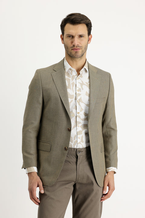 Orta Bej 4 Drop Relaxed Fit Rahat Kesim Desenli Ceket