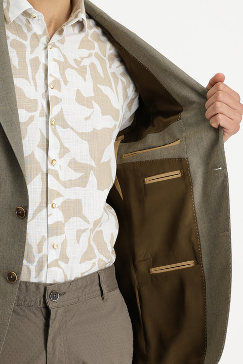 Orta Bej 6 Drop Regular Fit Standart Kesim Blazer Ceket