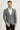 Orta Gri Slim Fit Dar Kesim Klasik Desenli Keten Ceket