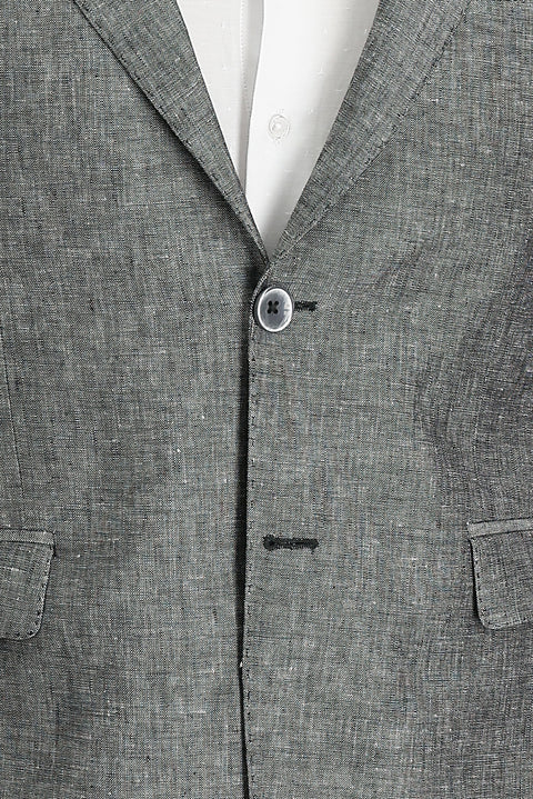 Orta Gri 7 Drop Slim Fit Dar Kesim Klasik Desenli Keten Ceket
