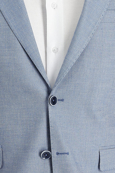 Orta Lacivert Slim Fit Dar Kesim Klasik Desenli Keten Ceket