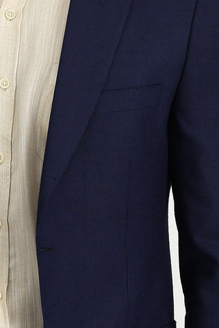  Koyu Lacivert 7 Drop Slim Fit Dar Kesim Klasik Keten Ceket