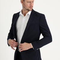 Koyu Lacivert Slim Fit Dar Kesim Yünlü Blazer Ceket