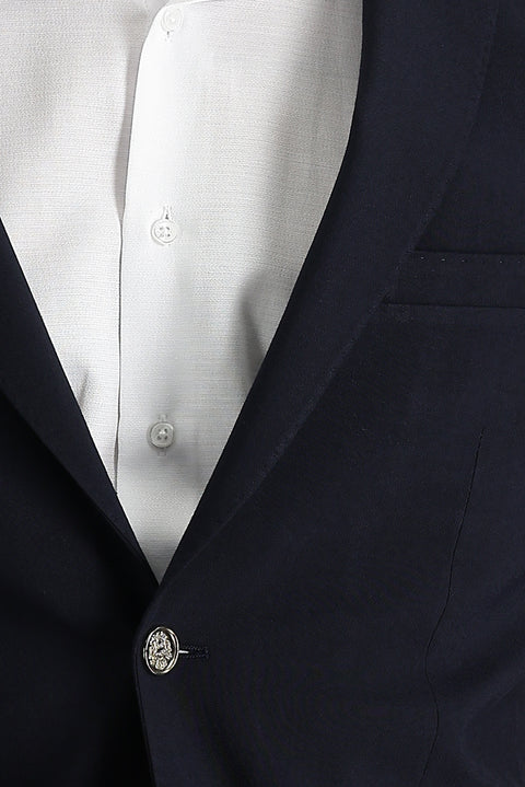 Koyu Lacivert 7 Drop Slim Fit Dar Kesim Yünlü Likralı Esnek Blazer Ceket
