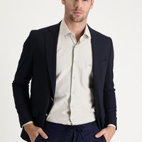 Koyu Lacivert Regular Fit Yünlü Blazer Ceket