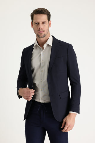  Koyu Lacivert 6 Drop Regular Fit Standart Kesim Yünlü Likral? Esnek Mevsimlik Blazer Ceket-Ki??l?