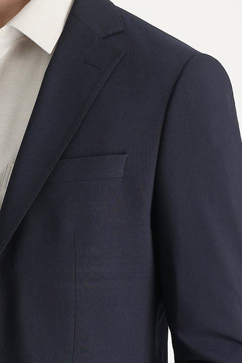 Koyu Lacivert 6 Drop Regular Fit Standart Kesim Yünlü Likralı Esnek Mevsimlik Blazer Ceket