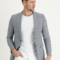 Koyu Mavi  6 Drop Regular Fit Standart Kesim Ekose Ceket