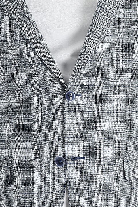 Koyu Mavi  6 Drop Regular Fit Standart Kesim Ekose Ceket