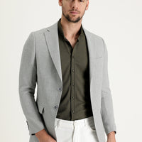 Orta Gri 4 Drop Relaxed Fit Rahat Kesim Desenli Klasik Ceket