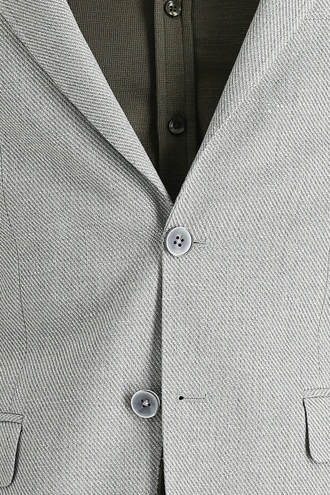 Medium Grey 6 Drop Regular Fit Classic Patterned Linen Blend Jacket