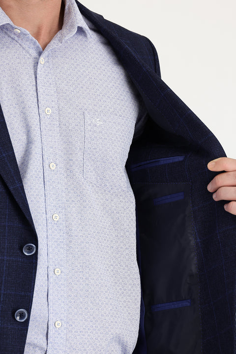 Dark Navy 6 Drop Regular Fit Patterned Jacket