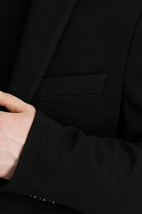 Siyah 7 Drop Super Slim Fit Eksra Dar Kesim Kuşgözü Spor Ceket