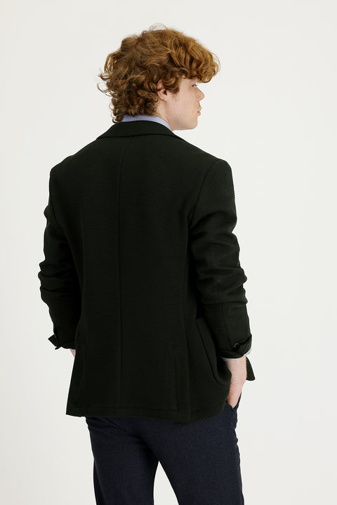 Orta Haki 7 Drop Super Slim Fit Eksra Dar Kesim Kuşgözü Spor Ceket