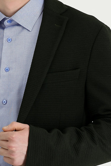 Orta Haki Super Slim Fit Ekstra Dar Kesim Kuşgözü Spor Ceket