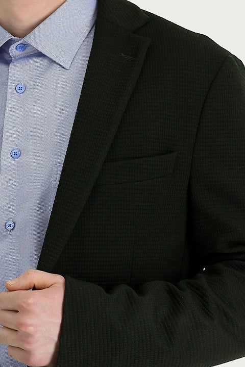 Orta Haki 7 Drop Super Slim Fit Eksra Dar Kesim Kuşgözü Spor Ceket