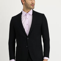 Siyah Regular Fit Desenli Yünlü Ceket