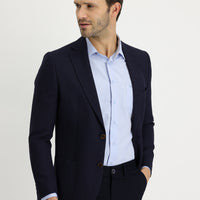 Koyu Lacivert Regular Fit Desenli Yünlü Ceket