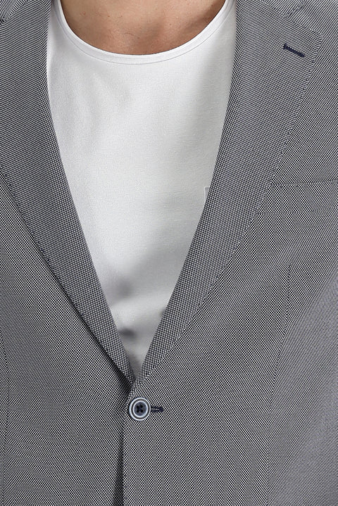 Light Navy Blue 6 Drop Regular Fit Standard Cut Classic Patterned Jacket