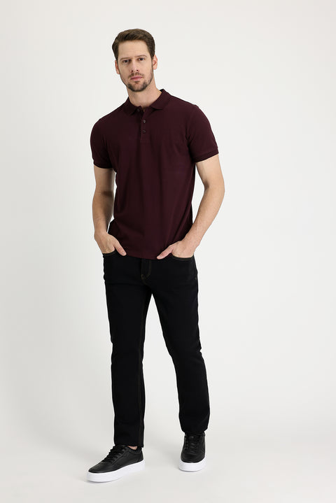 Siyah Regular Fit Standart Kesim Likralı Denim Pantolon