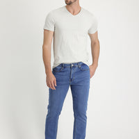 Light Blue Regular Fit Standard Cut Lycra Denim Pants