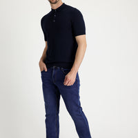 Dark Blue Regular Fit Standard Cut Lycra Denim Jeans