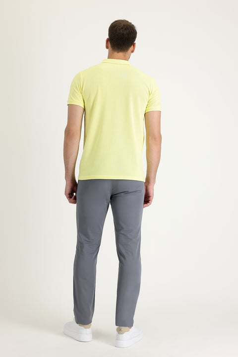 Orta Gri Regular Fit Standart Kesim Desenli Likralı Kanvas / Chino Pantolon