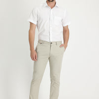 Orta Bej Regular Fit Standart Kesim Desenli Likralı Kanvas / Chino Pantolon