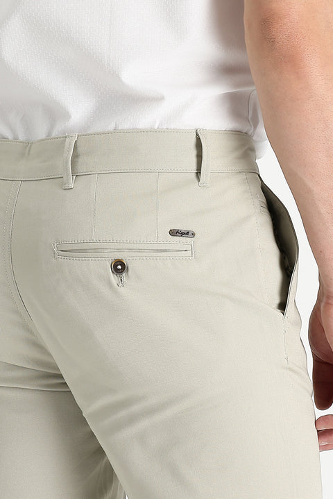 Orta Bej Regular Fit Standart Kesim Desenli Likralı Kanvas / Chino Pantolon