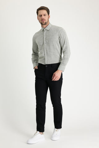  Siyah 6 Drop Regular Fit Standart Kesim Likralı Kanvas / Chino Pantolon