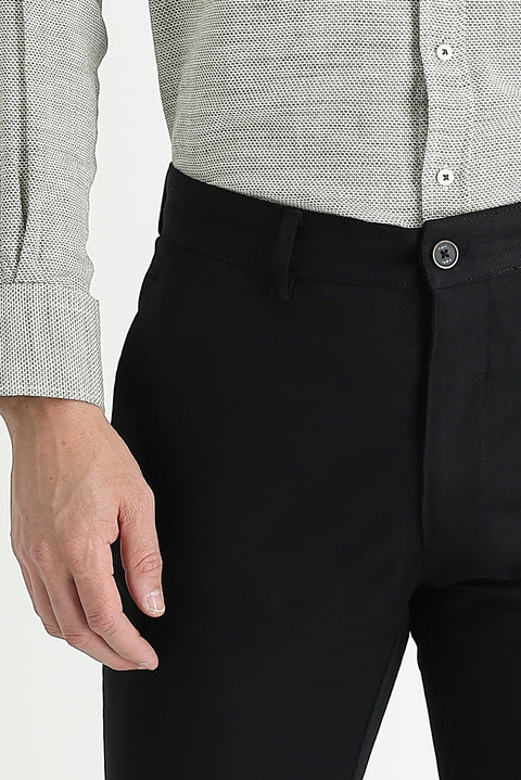 Siyah 4 Drop Relaxed Fit Rahat Kesim Likralı Kanvas / Chino Pantolon
