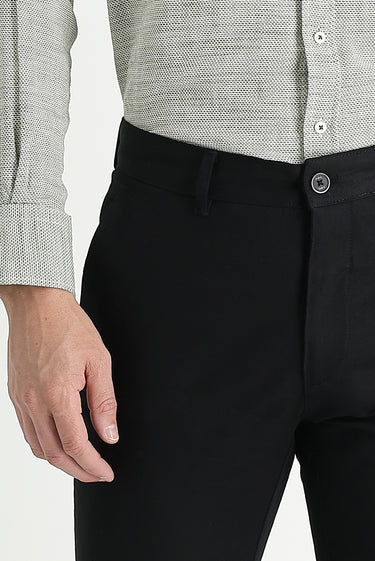 Siyah Regular Fit Likralı Kanvas / Chino Pantolon